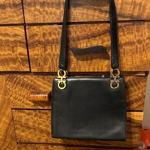 Salvatore Ferragamo Black Leather Shoulder Bag